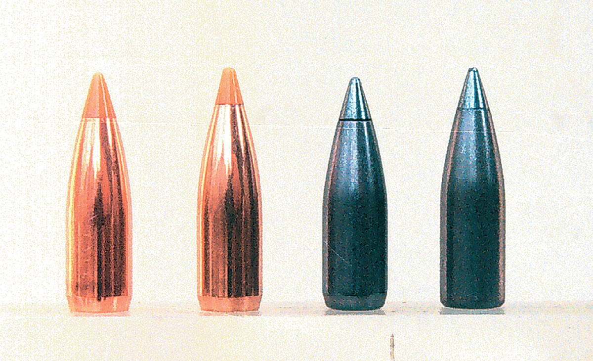 Bullets used in Ken’s handloads include: (1) 50-grain Nosler Ballistic Tip, (2) 55-grain Nosler Ballistic Tip, (3) 50-grain Hornady V-MAX and (4) 55-grain Hornady V-MAX. Both Hornadys are moly-coated.